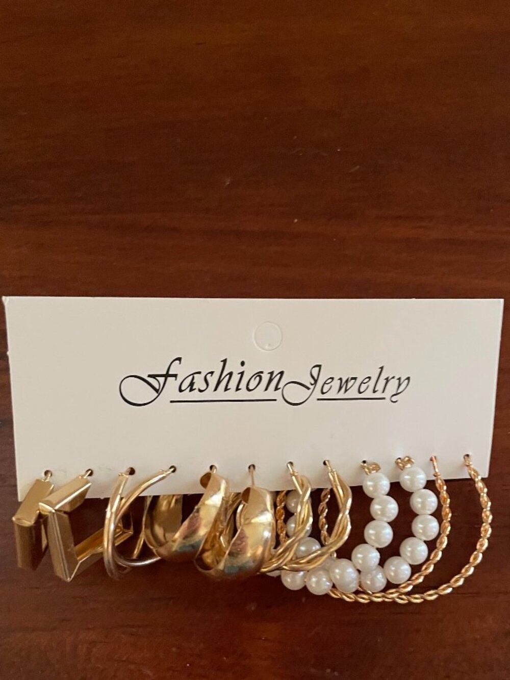 Bundle 3/$12.  6 Pair Gold Tone Hoop/ Faux Pearl Earrings